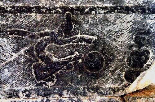 The file photo taken in October 2005 shows a carving depicting Chinese traditional football in the Qimu tower on the Songshan Mountain in central China's Henan Province. [Wang Song/Xinhua]