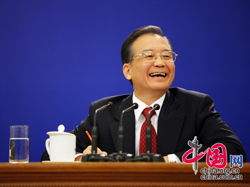 Chinese Premier Wen Jiabao meets the press at the news conference after the closing meeting of the Third Session of the 11th National People&apos;s Congress (NPC) at the Great Hall of the People in Beijing, capital of China, March 14, 2010.