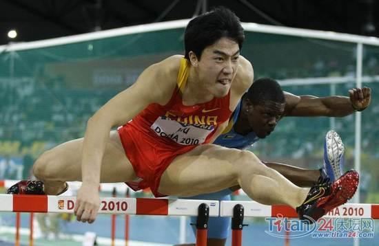 Liu Xiang competes during the men's 60 meters hurdles event at the IAAF World Indoor Athletics Championships at the Aspire Dome in Doha March 14, 2010. 