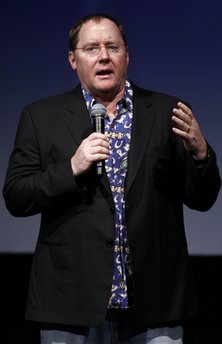 John Lasseter, chief creative officer of Pixar and Walt Disney Animation Studios, accepts the ShoWest 2010 Big Ten Award on behalf of Pixar Animation Studios in Las Vegas on Tuesday, March 16, 2010. 