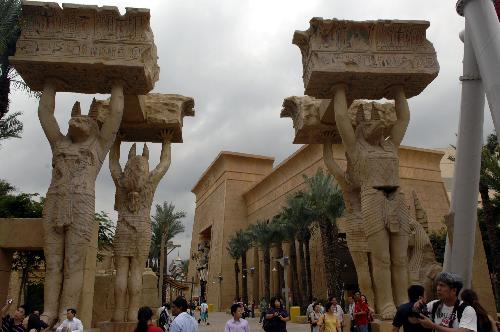 Visitors tour the Universal Studios theme park on the Sentosa Island in Singapore, March 16, 2010. 