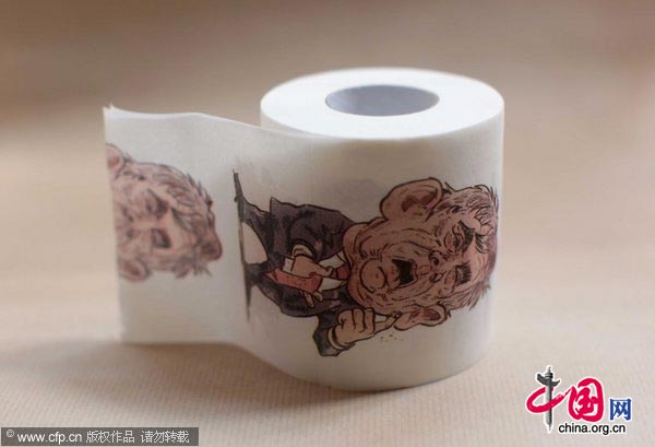 Whatever your political view you can now wipe away the opposition using a roll of political toilet paper. Loo roll depicting the two main party leaders of UK is widely available for sale on the internet in the run up to this year's election. Voters have a choice of either Labour's Gordon Brown or the Conversative's David Cameron to flush down their toilet! [CFP]