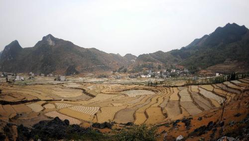 Photo taken on March 17, 2010 shows the drought in Donglan County, one of the drought-stricken areas in Guangxi, had affected 82,300 Mu (5486 hectares) of farmland by March 17 and 81,600 people were denied easy access to drinking water.  [Xinhua]