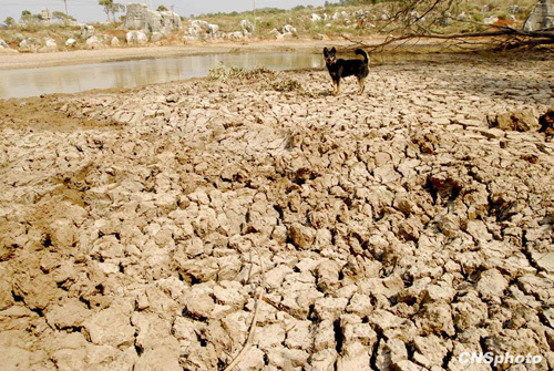 A dry land in Kuming, Yunnan Province, on March 8, 2010. Parts of southern China are being ravaged by a severe three-season drought. More than 20 million of people lack adequate water supplies, and millions of acres of cropland are too dry to plant.