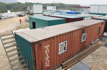 Exterior of the 'container house' near the 107 National Highway, Xinwu Street, Shenzhen Bao'an District, March, 17, 2010.[