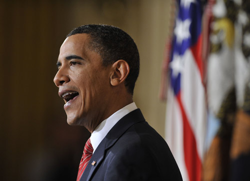 U.S. President Barack Obama addresses a press conference after the U.S. House of Representatives passed the comprehensive health care reform legislation at the White House in Washington, capital of the United States, on March 21, 2010. The U.S. House of Representatives on Sunday night passed the comprehensive health care reform legislation, presenting President Barack Obama a major victory in his key domestic agenda. [Zhang Jun/Xinhua] 