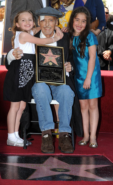 US actor Dennis Hopper poses with with his daughter Galen and his granddaughter Violet Goldstone (R), after being honored with a star on the Hollywood Walk of Fame in Hollywood on March 26, 2010. Hopper, who starred in such cinematic classics as 'Easy Rider' and 'Apocalypse Now,' is dying of cancer, his lawyer said. 