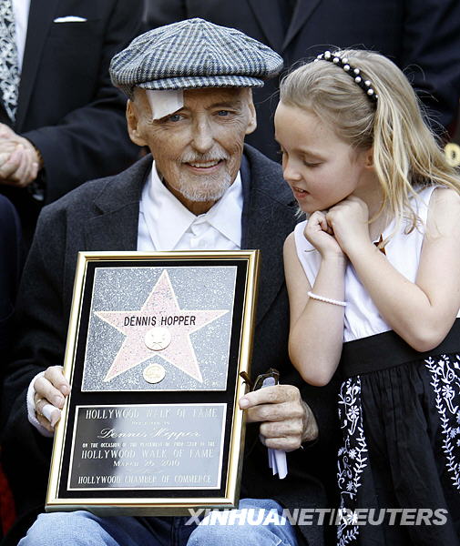 Actor Dennis Hopper, who was honored with the 2,403rd Star on the Hollywood Walk of Fame in Hollywood on March 27. Hopper was honored star on Hollywood Boulevard Friday with a bevy of screen legends turning out to honor him as he battles prostate cancer.