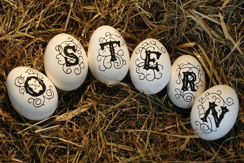 The photo taken on March 26 shows that some Easters Eggs for auction at an Easter trade fair, which is held in a Museum in Hamburg, Germany.