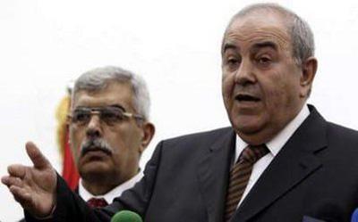 Iyad Allawi, former prime minister and head of the secular Iraqiya coalition, speaks during a media conference in Baghdad March 27, 2010. [Xinhua]