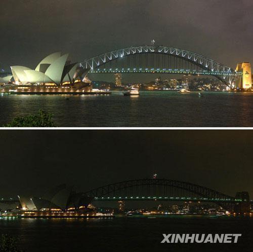 Sydney has joined 4,000 cities plunged into darkness on Saturday night as hundreds of millions of people around the world turned off their lights for Earth Hour. [Xinhua]