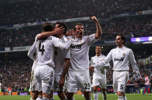 Real defeated local rivals Atletico Madrid by 3-2 in the city of Madrid in spain on March 28, 2010.