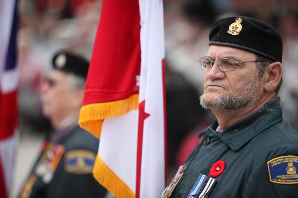 Veterans attend the the Vimy Ridge Day commemoration at Ottawa, capital of Canada, April 9, 2010. Canada held a grand ceremony at the National War Memorial in Ottawa on Friday, officially marked the end of an era as the country's last known World War I veteran John Babcock was gone earlier.