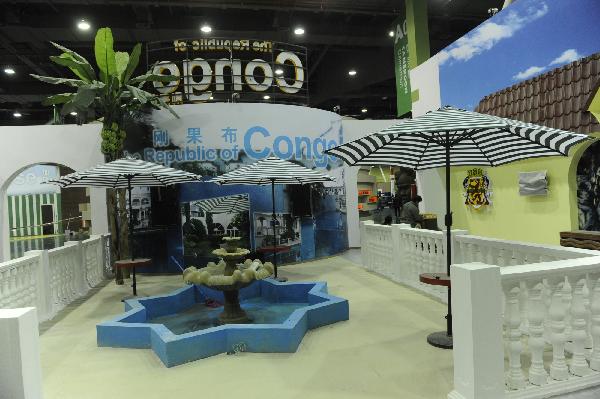 Photo taken on April 10, 2010 shows an outside looking of the Republic of Congo Museum in the African Joint Pavilion in the EXPO Park in Shanghai, east China. (Xinhua/Guo Changyao)