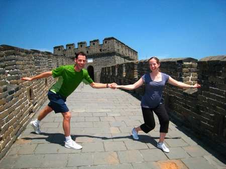 Two participants dancing on the Great Wall during a previous swing dancing event. Photo: Courtesy of greatwallswingout.com 