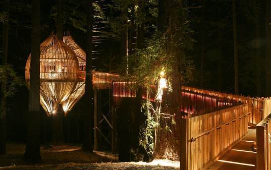 Photo shows a pod-shaped restaurant built on a tree near Auckland, New Zealand. [CRI]