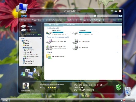 A screen shot of Windows 7 