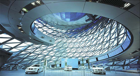 Inside BMW World, the customer experience center in front of the auto giant's headquarters. 