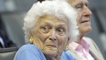 Barbara Bush watches baseball game