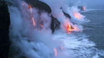 Volcano eruption: scene of heaven and hell