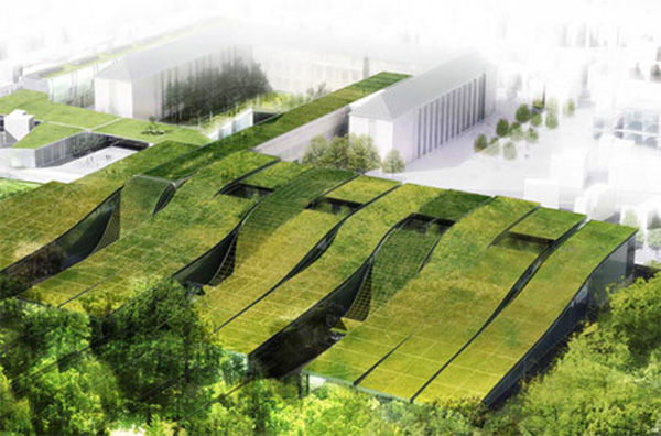 Green-roofed high school, France 