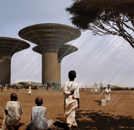 Water tower skyscraper brings freshwater to Sudan