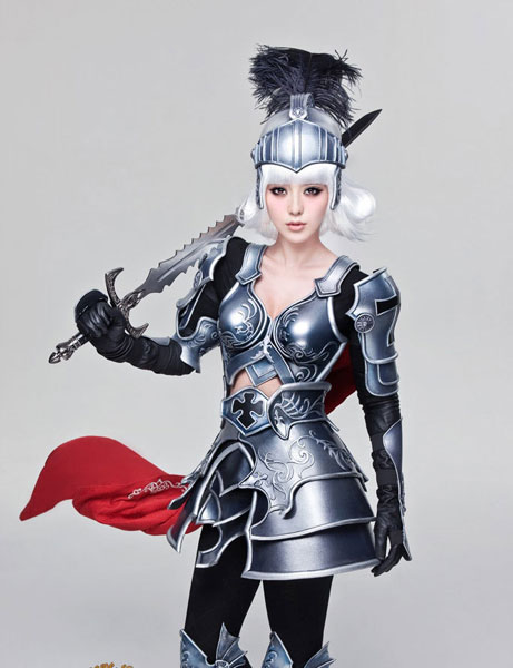 Actress Fan Bingbing poses in armor to endorse a video game in a series of photos. 