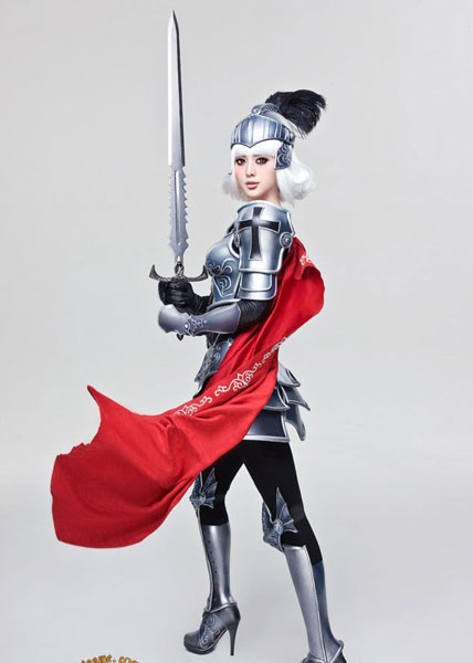 Actress Fan Bingbing poses in armor to endorse a video game in a series of photos. 