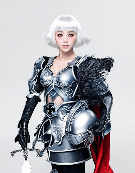 Actress Fan Bingbing poses in armor to endorse a video game in a series of photos.