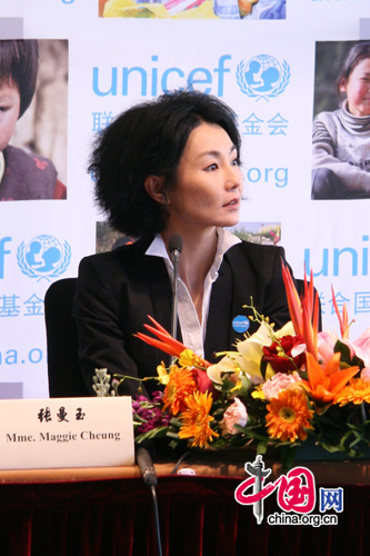 Hong Kong veteran actress Maggie Cheung is appointed as United Nations Children's Fund (UNICEF) ambassador in China in Beijing April 29, 2010. 