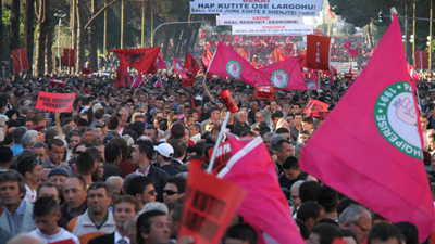 Albanian opposition stages protest against gov't