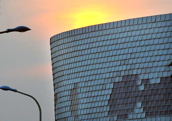 The facade of the Finland Pavilion is decorated with composite UPM ProFi-shingle based on recycled paper and plastic in the World Expo in Shanghai, east China, on May 1, 2010.