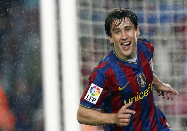 FC Barcelona's Bojan Krkic FC Barcelona's Bojan Krkic reacts after scoring a goal against Tenerife during their Spanish La Liga soccer match at the Camp Nou stadium in Barcelona, Spain, on Tuesday, May 4, 2010. 