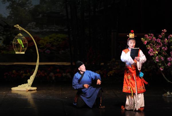 Actors from the Phibada Opera Troupe of the Democratic People's Republic of Korea (DPRK) perform 'A Dream of Red Mansions' in Beijing, capital of China, May 6, 2010. The Phibada Opera Troupe of the DPRK staged in China a Korean adaptation of the Chinese masterpiece 'A Dream of Red Mansions' till May 9. 