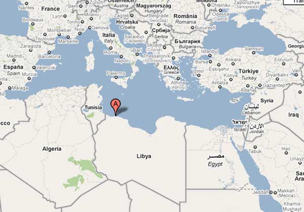 Photo shows the location of Tripoli, capital of Libya. A total of 105 people including 94 passengers and 11 crews were killed in an air crash on Wednesday at Tripoli airport, Al-Jazeera television reported. (Photo: Google Maps) 