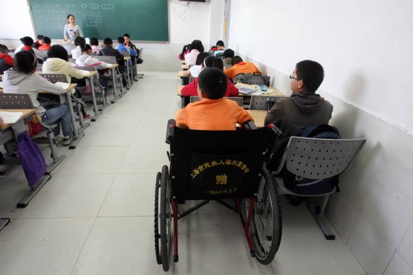 Students are taking class in You'ai School of Dujiangyan, Sichuan Province on May 10, 2010.