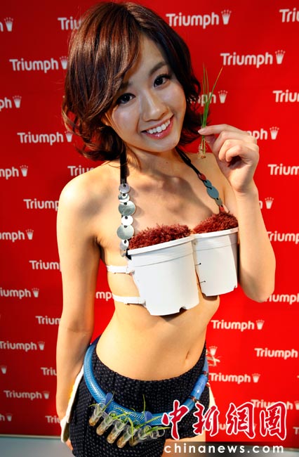 A Japanese lingerie company has developed a concept bra that doubles as a rice paddy. 