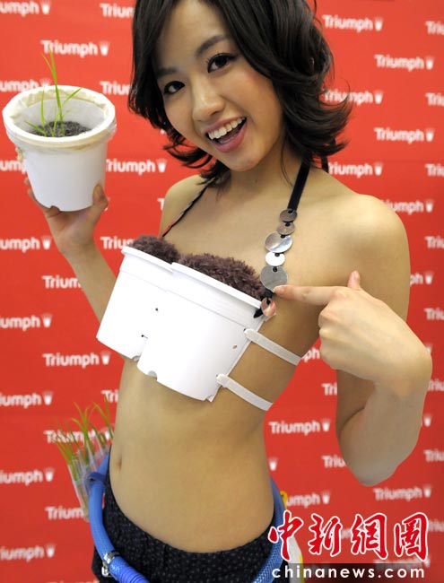 A Japanese lingerie company has developed a concept bra that doubles as a rice paddy. 