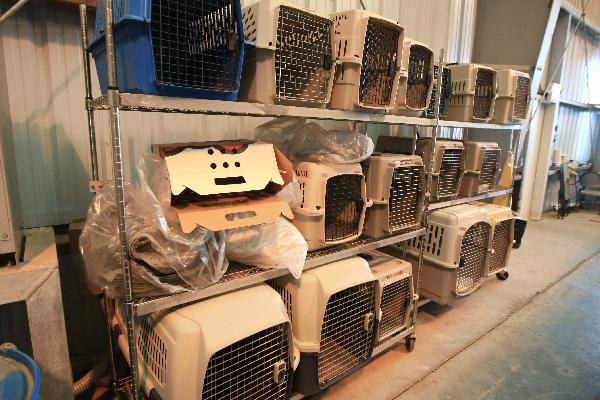 Boxes used to contain polluted seabirds are seen at the Fort Jackson Wildlife Rehabilitation Center, southeast of New Orleans, the United States, May 15, 2010. This Rehabilitation Center was set up to protect and rehabilitate wildlife affected by the oil spill in the Gulf of Mexico. Up till now a total of eight seabirds have got treatment at the center. (Xinhua/Zhu Wei)