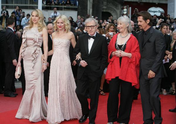 British actress Lucy Punch, British-born Australian actress Naomi Watts, US director Woody Allen, British actress Gemma Jones and US actor Josh Brolin (from L to R) arrive for the screening of 'You Will Meet a Tall Dark Stranger' presented out of competition at the 63rd Cannes Film Festival in Cannes, France, May 15, 2010.