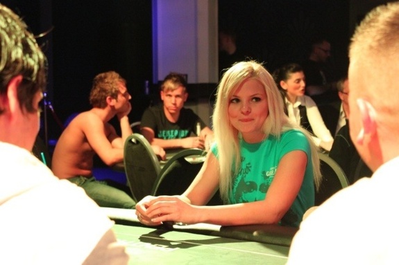 Germany's first ever strip poker tournament organized by the Billy Boy condom company is held in Dresden Germany, May 12, 2010. Contestants tried to keep their clothes on, for the chance to win a trip to Las Vegas. 