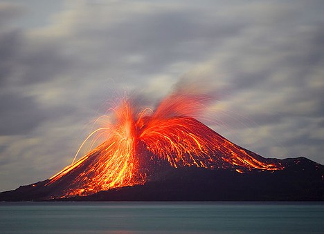 Krakatoa, Indonesia. Krakatoa is a volcanic island in the Sunda Strait between the islands of Java and Sumatra in Indonesia. [gb.cri.cn] 