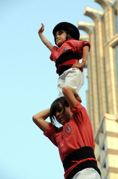 Human tower spectacle on Nanjing Road