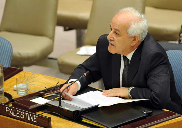 Permanent Palestinian observer to the United Nations Riyad Mansour speaks at an emergency meeting of the UN Security Council at the UN headquarters in New York May 31, 2010. The UN Security Council on Monday afternoon met behind closed doors to discuss the deadly attack against a humanitarian flotilla bound for Gaza. The emergency meeting, which was called for by Arab states after Israel carried out the attack, was meant to work out a council's response. (Xinhua 