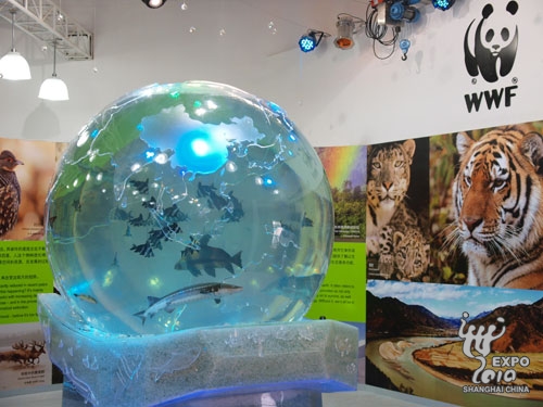 The 'Ball of Life' at the World Wildlife Fund Pavilion