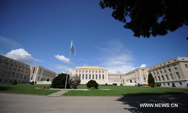 Photo taken on June 9, 2010 shows the buidlings of the Palace of Nations in Geneva, Switzerland. The Palace of Nations in Geneva was built between 1929 and 1936 as the headquarters of the League of Nations. It has served as the home of the United Nations Office in Geneva since 1946, when the UN secretary general signed the Headquarters Agreement with the Swiss authorities, although Switzerland did not become a UN member until 2002. [Xinhua/Yu Yang]