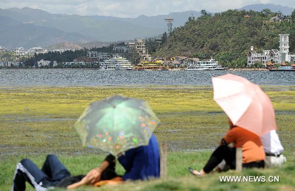 Locals take rest in wetland park by the Erhai Lake in Bai Autonomous Prefecture of Dali, southwest China&apos;s Yunnan Province, June 6, 2010. [Xinhua]