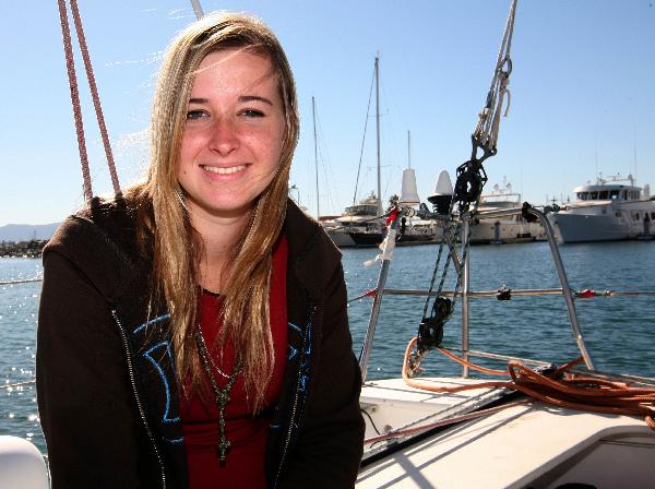 The undated photo shows Abby Sunderland and her yacht, Wild Eyes, in Mexico. [Xinhua]