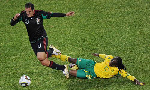 during a group A match of the 2010 FIFA World Cup at Soccer City stadium in Soweto, suburban Johannesburg, on June 11, 2010.