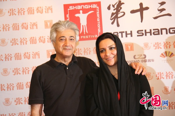 Iranian producer Mohammad Nikbin (left) and director Tahmineh Milani attend a press conference for the movie Pay Back at Shanghai Film Art Center in Shanghai on June 16, 2010.